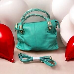 Paste,Woman,Bag shoulder,Jade,Leather,Medium,Zipper,Pockets,NEW.!
